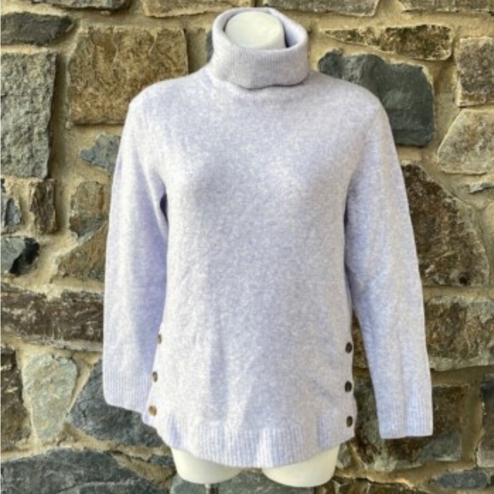 J. Crew Lavender Turtleneck Sweater with Button Detail